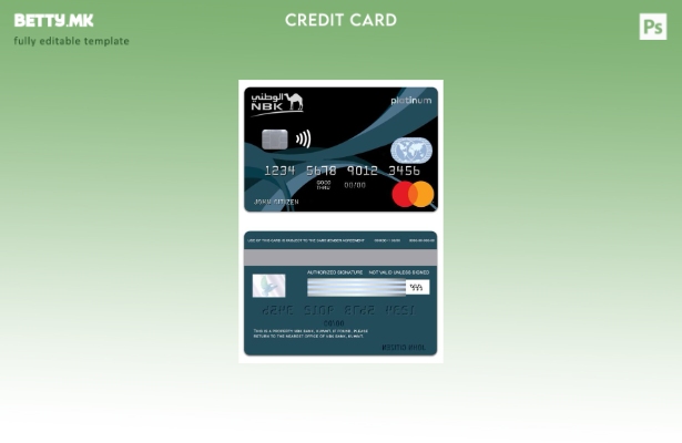 Модерен стил Кувајт NBK Bank Privilege Banking Шаблон за кредитна картичка Maste